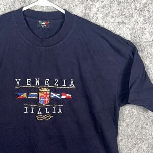 San Marco Italia Venezia Navy Blue Embroidered T-Shirt Womens XL Italy Nautical